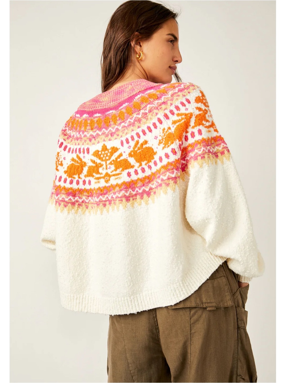 Free People Nellie Fairisle Bunny Slub Knit Oversized Sweater - Picture 2 of 14